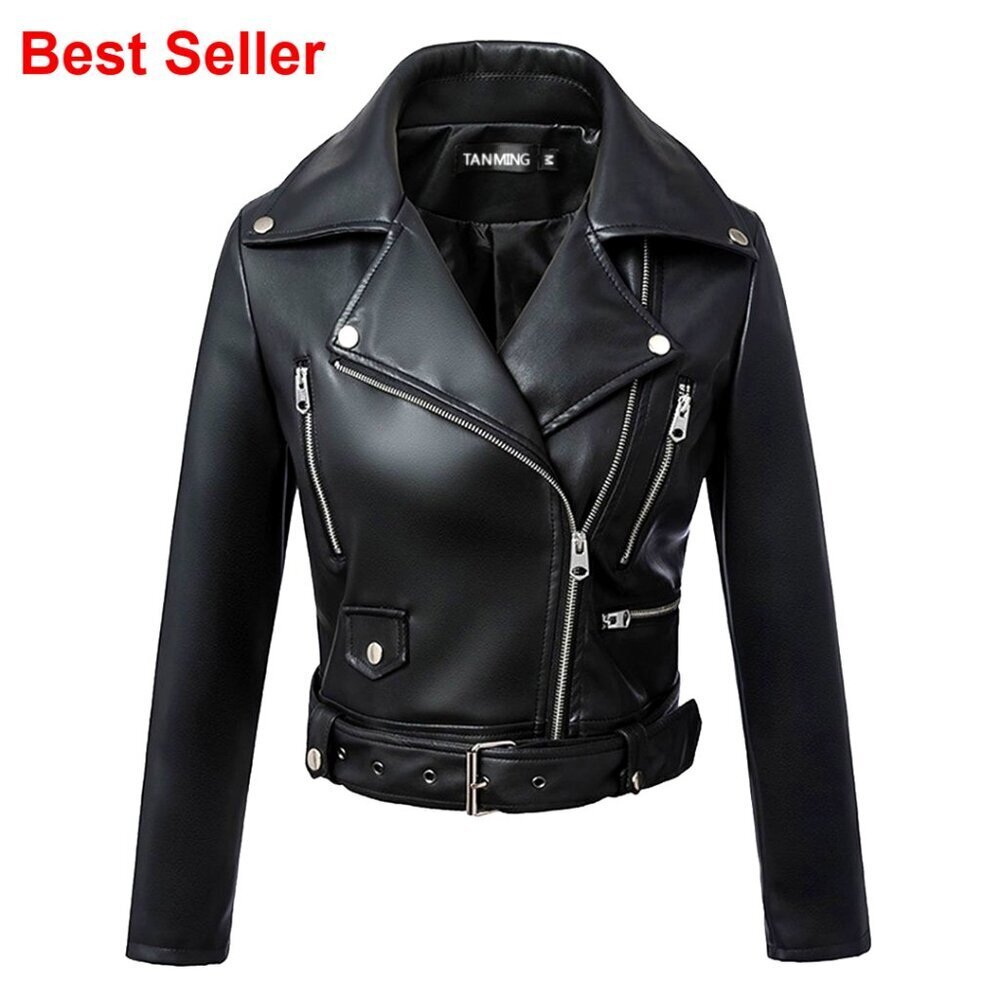 Faux Leather Moto Biker Short Coat Jacket